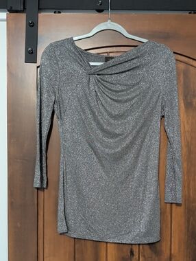 The Limited Silver Sparkle 3/4 Sleeve Blouse